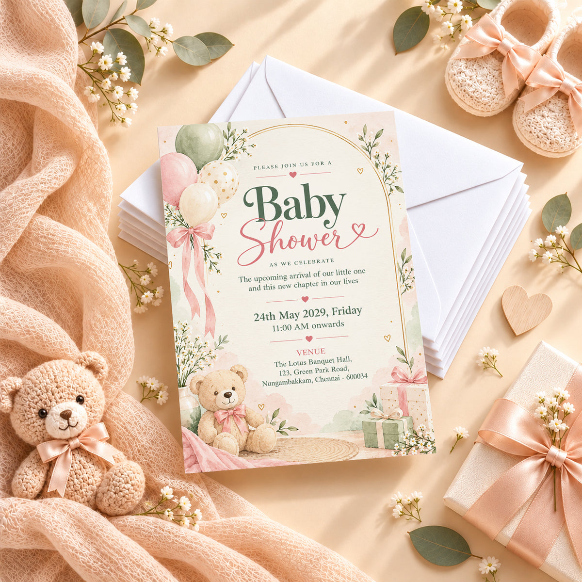 Elegant Pastel Baby Shower Invitation | Digital & Printed