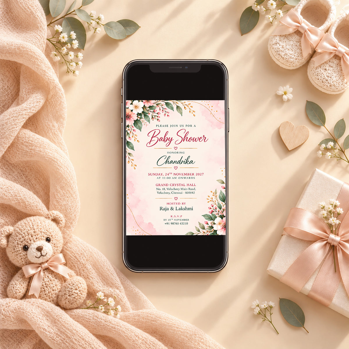 Elegant Watercolor Baby Shower Invitation | Digital & Printed