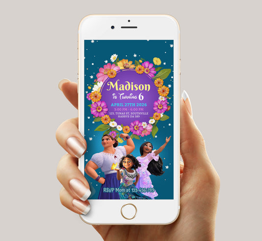 Encanto 3 Sisters Birthday Invitation Template, Girl Birthday, Evite, Digital Invite, 0012