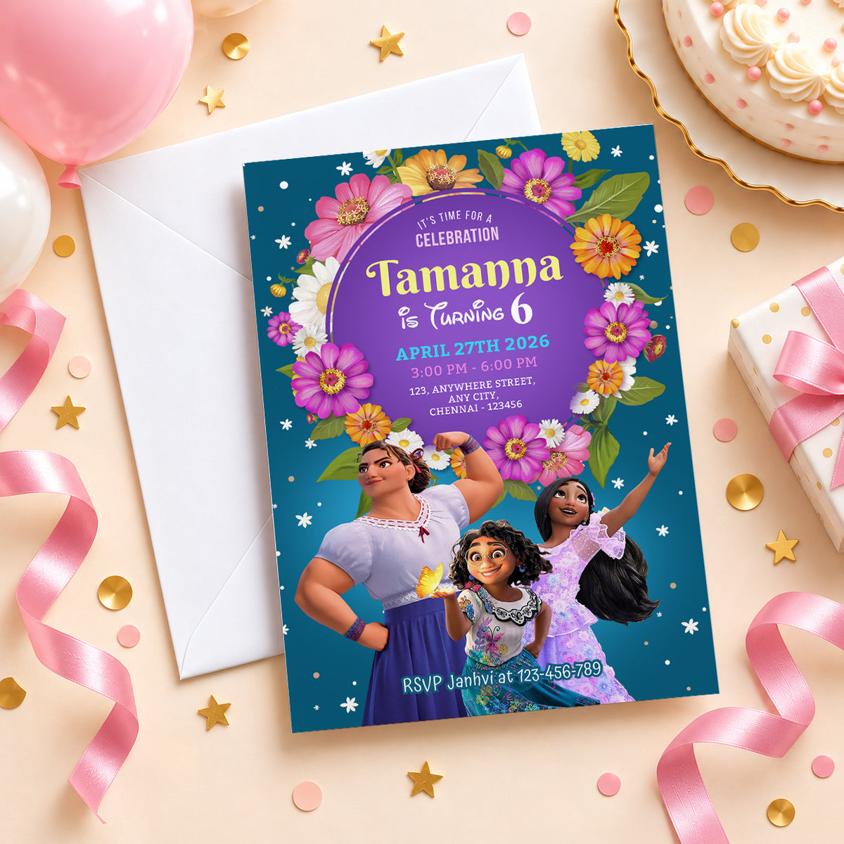 Encanto 3 Sisters Birthday Invitation | Digital & Printed
