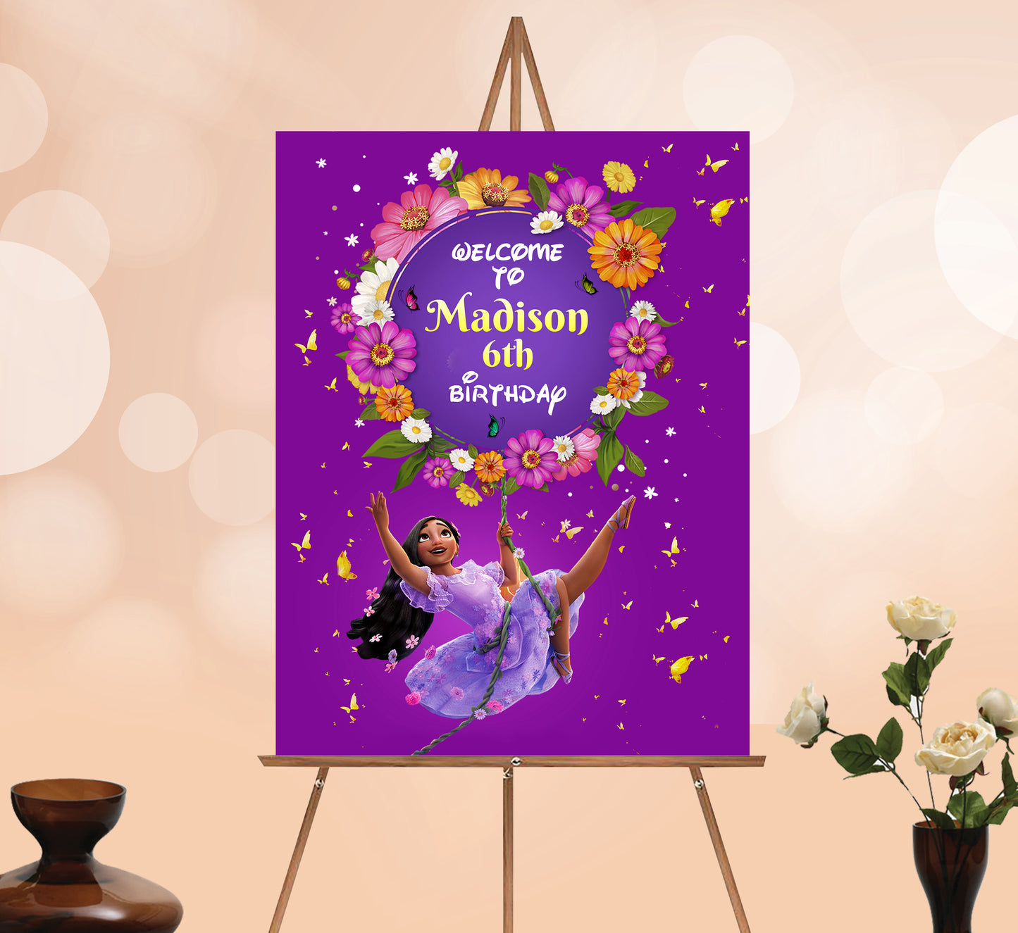Encanto Isabella Welcome Sign, Printable Sign Board, Digital Download, Edit yourself, Corjl 0014