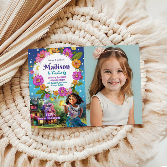 Encanto Mirabel Photo Birthday Invitation Template, Printable Photo Invitation, Girl Birthday, Evite, Digital Invite, 0013