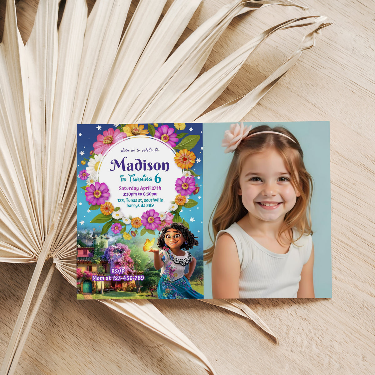 Encanto Mirabel Photo Birthday Invitation Template, Printable Photo Invitation, Girl Birthday, Evite, Digital Invite, 0013
