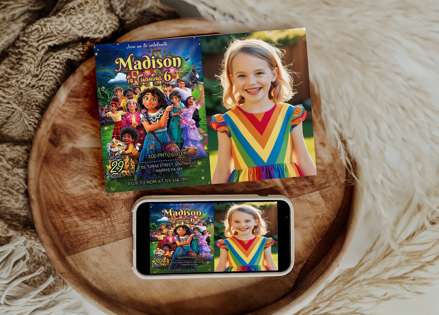Encanto Photo Birthday Invitation Template, Printable Photo Invitation, Girl Birthday, Evite, Digital Invite, 0049