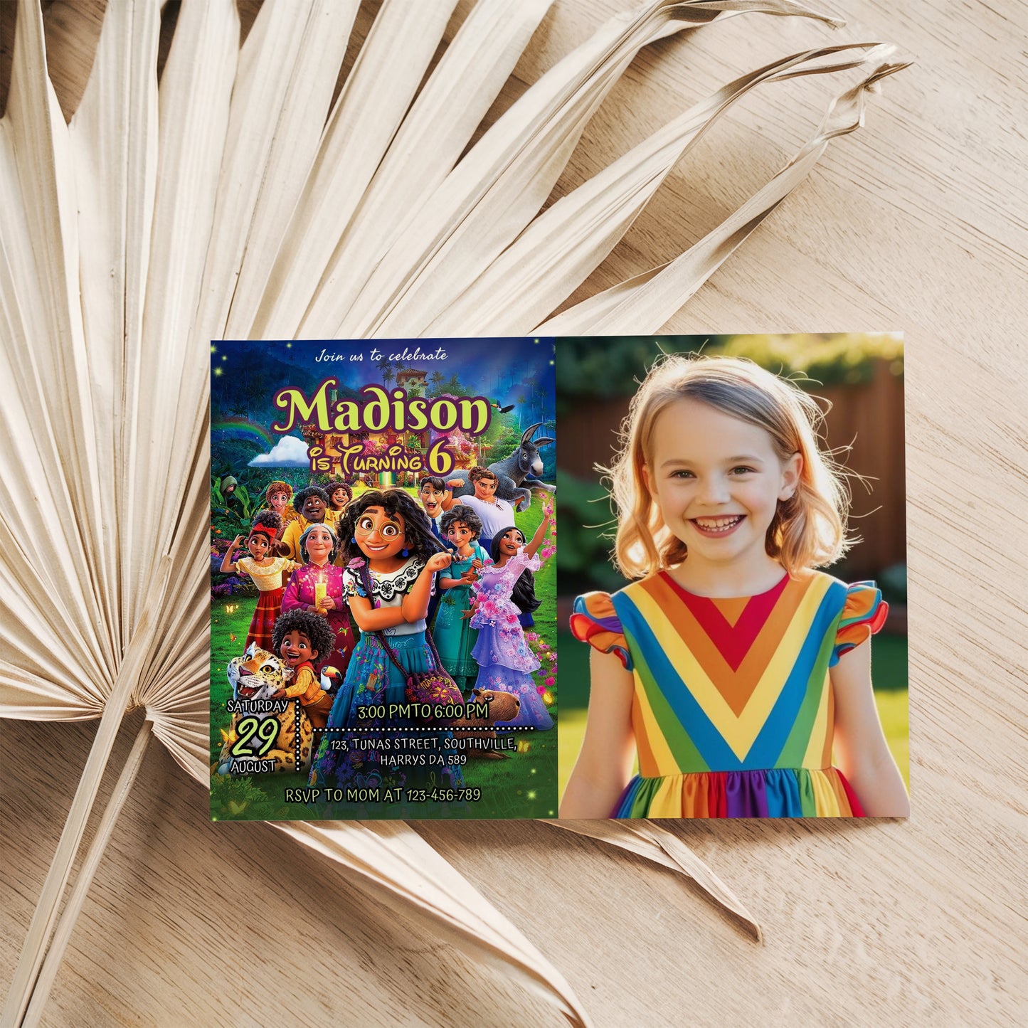 Encanto Photo Birthday Invitation Template, Printable Photo Invitation, Girl Birthday, Evite, Digital Invite, 0049