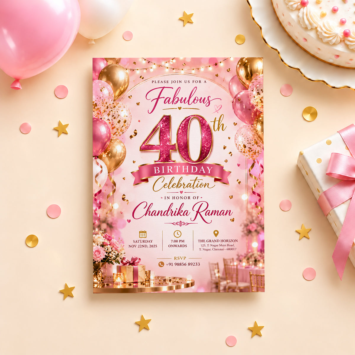 Fabulous 40th Birthday Celebration Invitation | Digital & Printed