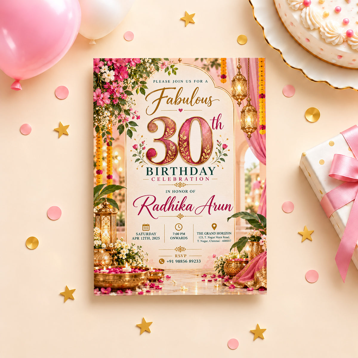 Fabulous Pink 30th Birthday Celebration Invitation | Digital & Printed