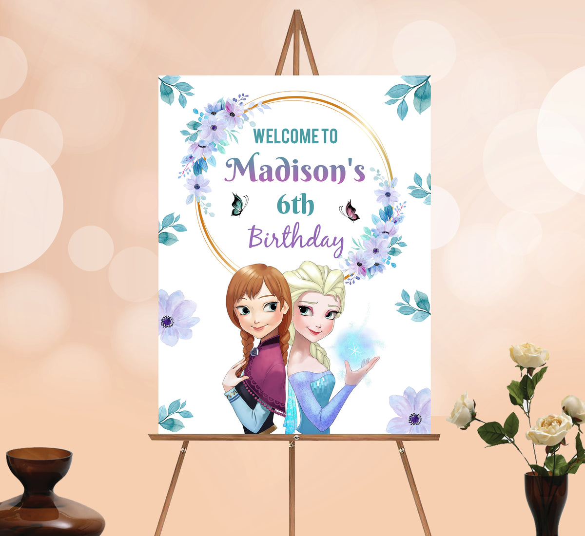 Frozen Welcome Sign, Printable Sign Board, Digital Download, Edit yourself, Corjl 0083