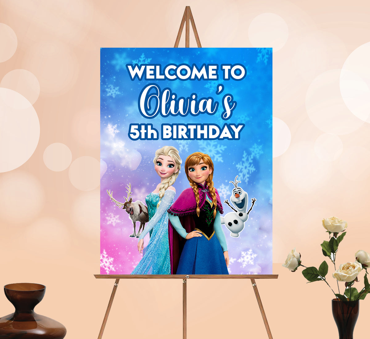 Frozen Welcome Sign, Printable Sign Board, Digital Download, Edit yourself, Corjl 0068