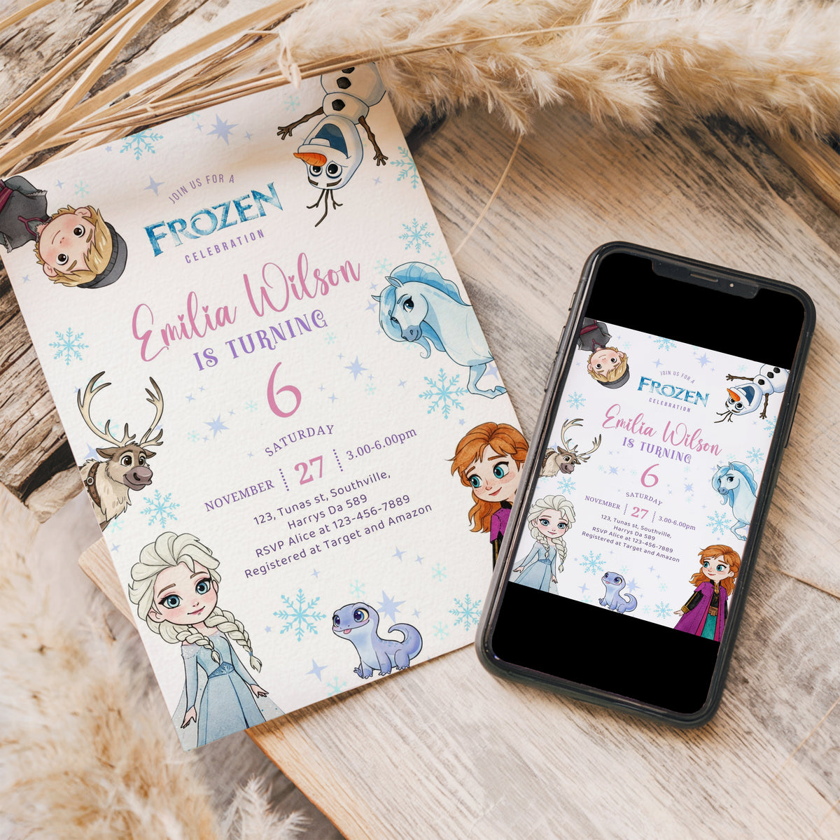 Frozen Birthday Invitation Template, Printable Invitation, Girl Birthday, Evite, Digital Invite 0660