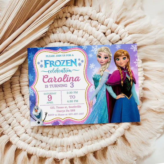 Frozen Birthday Invitation Template, Printable Invitation, Girl Birthday, Evite, Digital Invite, 0621