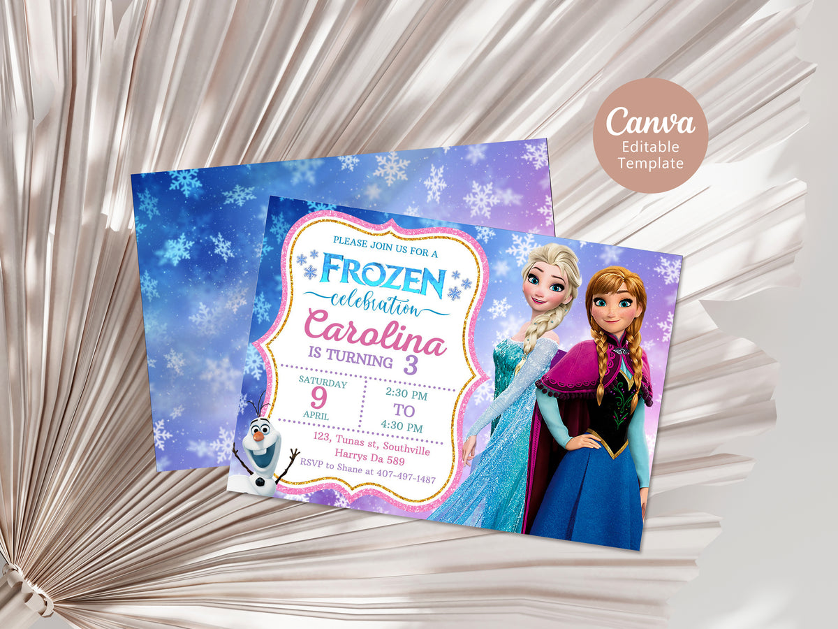 Frozen Birthday Invitation Template, Printable Invitation, Girl Birthday, Evite, Digital Invite, 0621