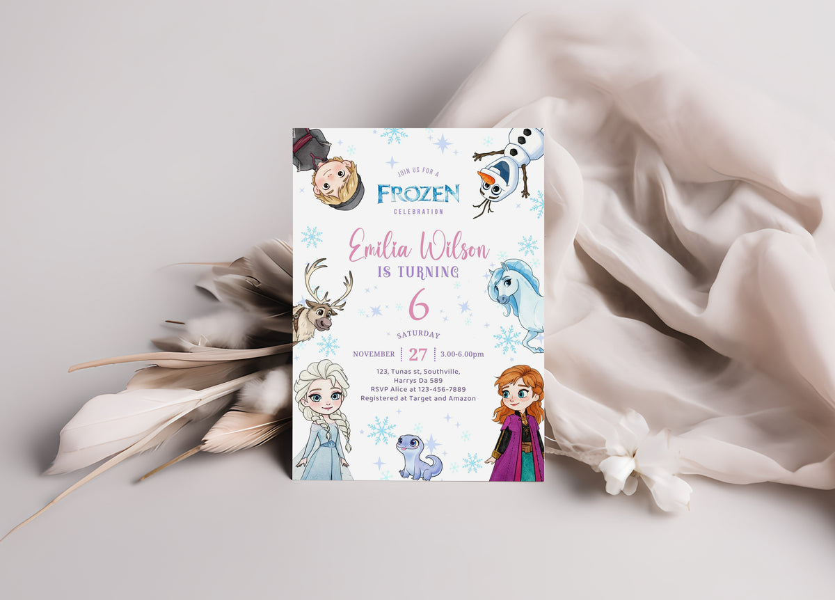 Frozen Birthday Invitation Template, Printable Invitation, Girl Birthday, Evite, Digital Invite 0660