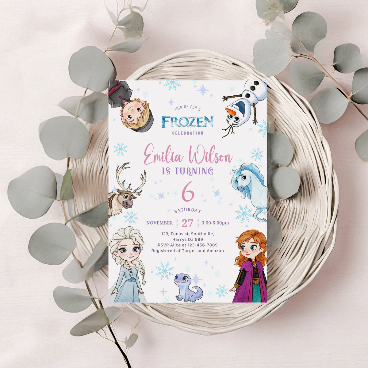Frozen Birthday Invitation Template, Printable Invitation, Girl Birthday, Evite, Digital Invite 0660