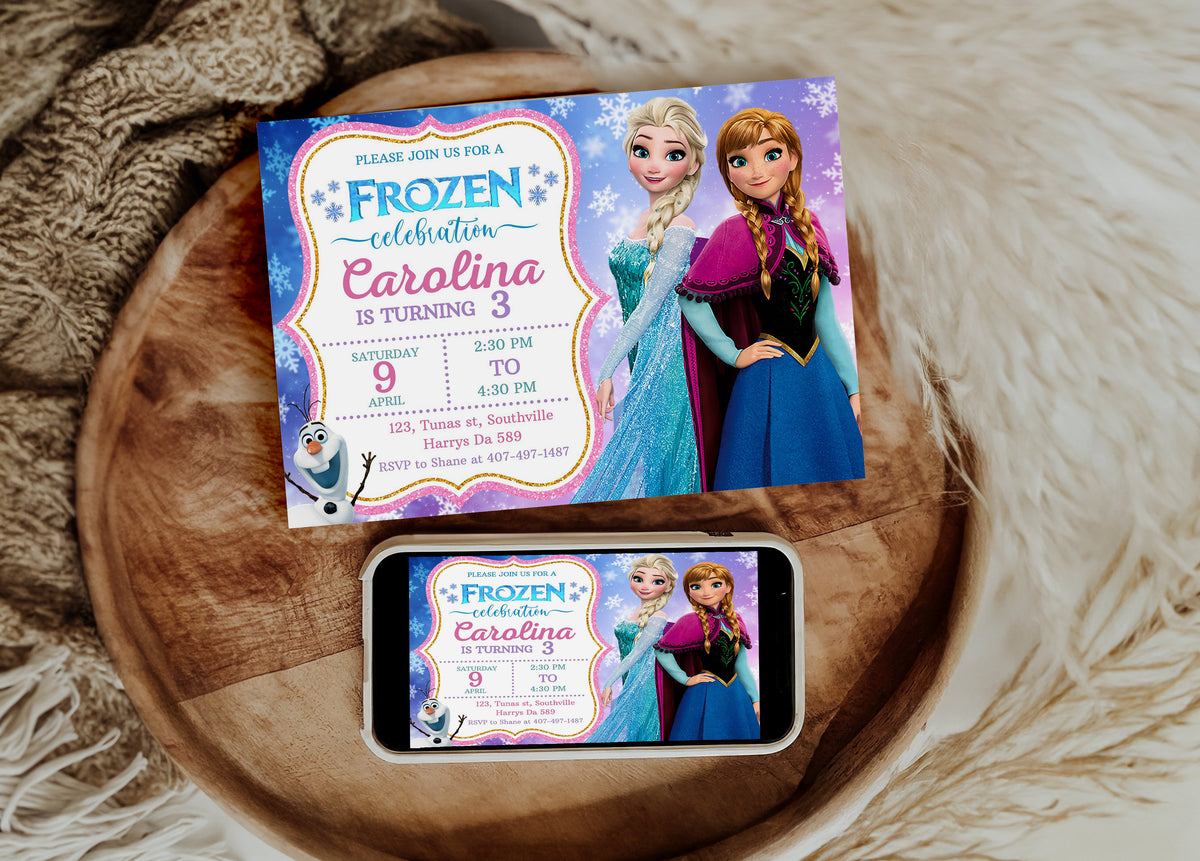 Frozen Birthday Invitation Template, Printable Invitation, Girl Birthday, Evite, Digital Invite, 0621