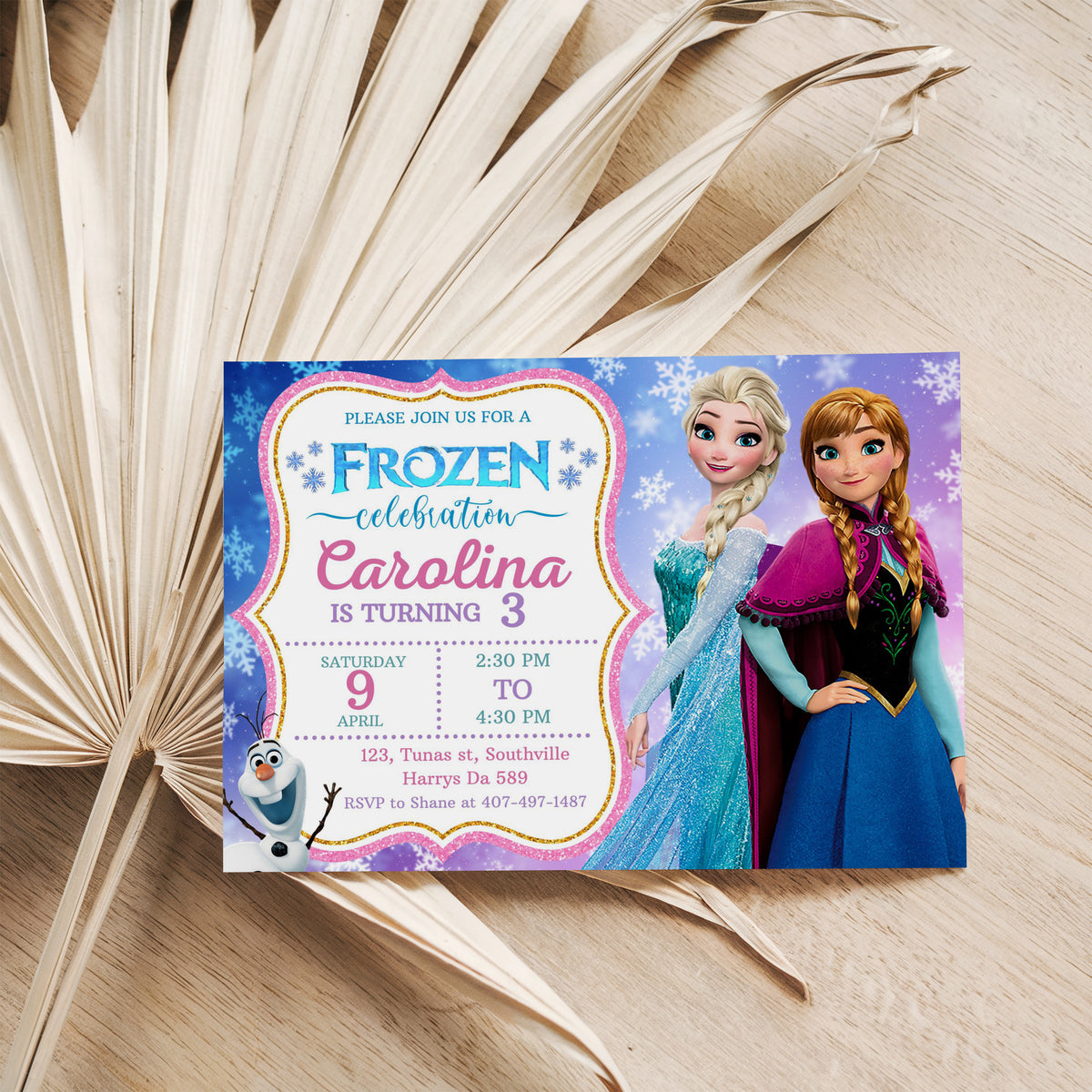 Frozen Birthday Invitation Template, Printable Invitation, Girl Birthday, Evite, Digital Invite, 0621