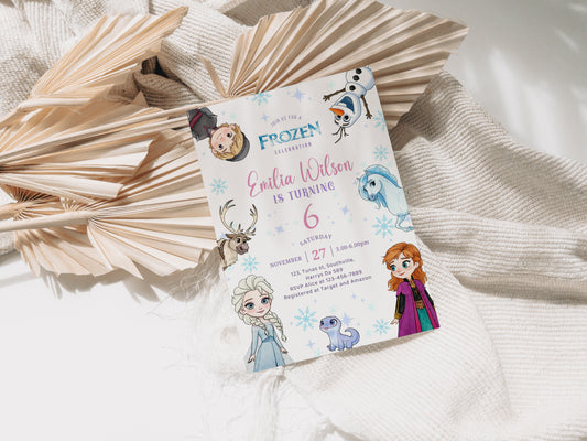 Frozen Birthday Invitation Template, Printable Invitation, Girl Birthday, Evite, Digital Invite 0660