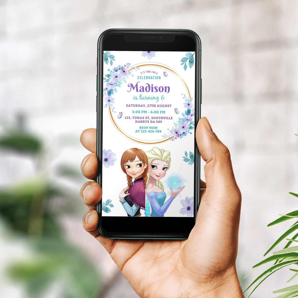 Frozen Birthday Invitation Template, Girl Birthday, Evite, Digital Invite, 0083