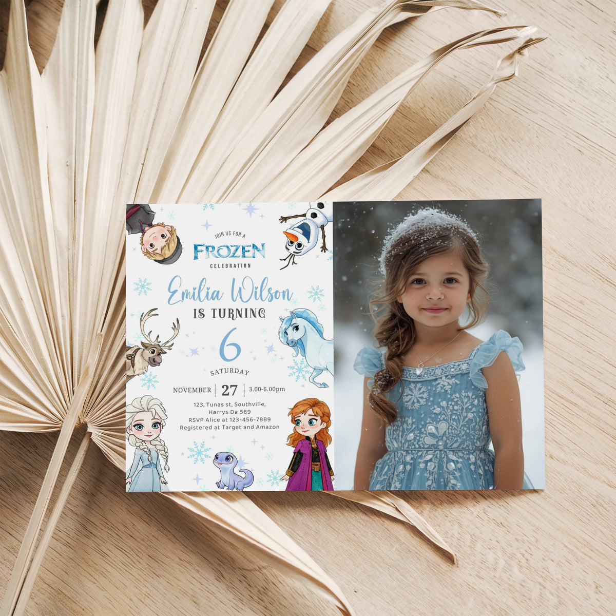 Frozen Photo Birthday Invitation Template, Printable Photo Invitation, Girl Birthday, Evite, Digital Invite 0663