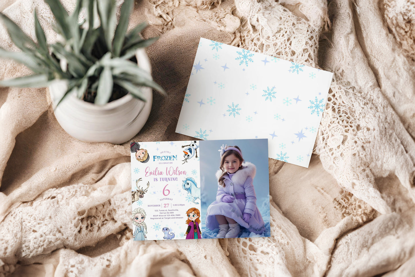 Frozen Photo Birthday Invitation Template, Printable Photo Invitation, Girl Birthday, Evite, Digital Invite 0660