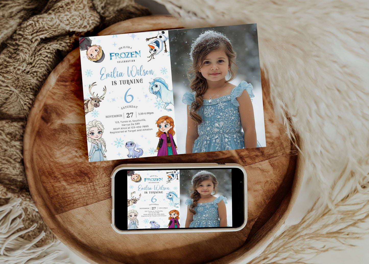 Frozen Photo Birthday Invitation Template, Printable Photo Invitation, Girl Birthday, Evite, Digital Invite 0663