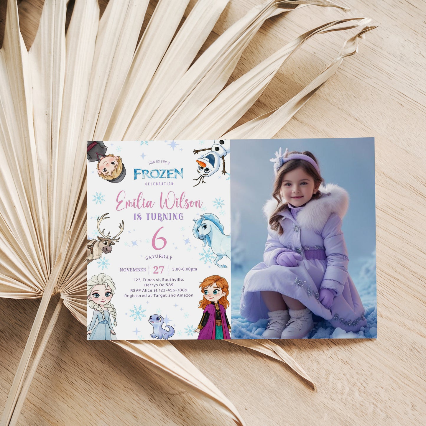 Frozen Photo Birthday Invitation Template, Printable Photo Invitation, Girl Birthday, Evite, Digital Invite 0660