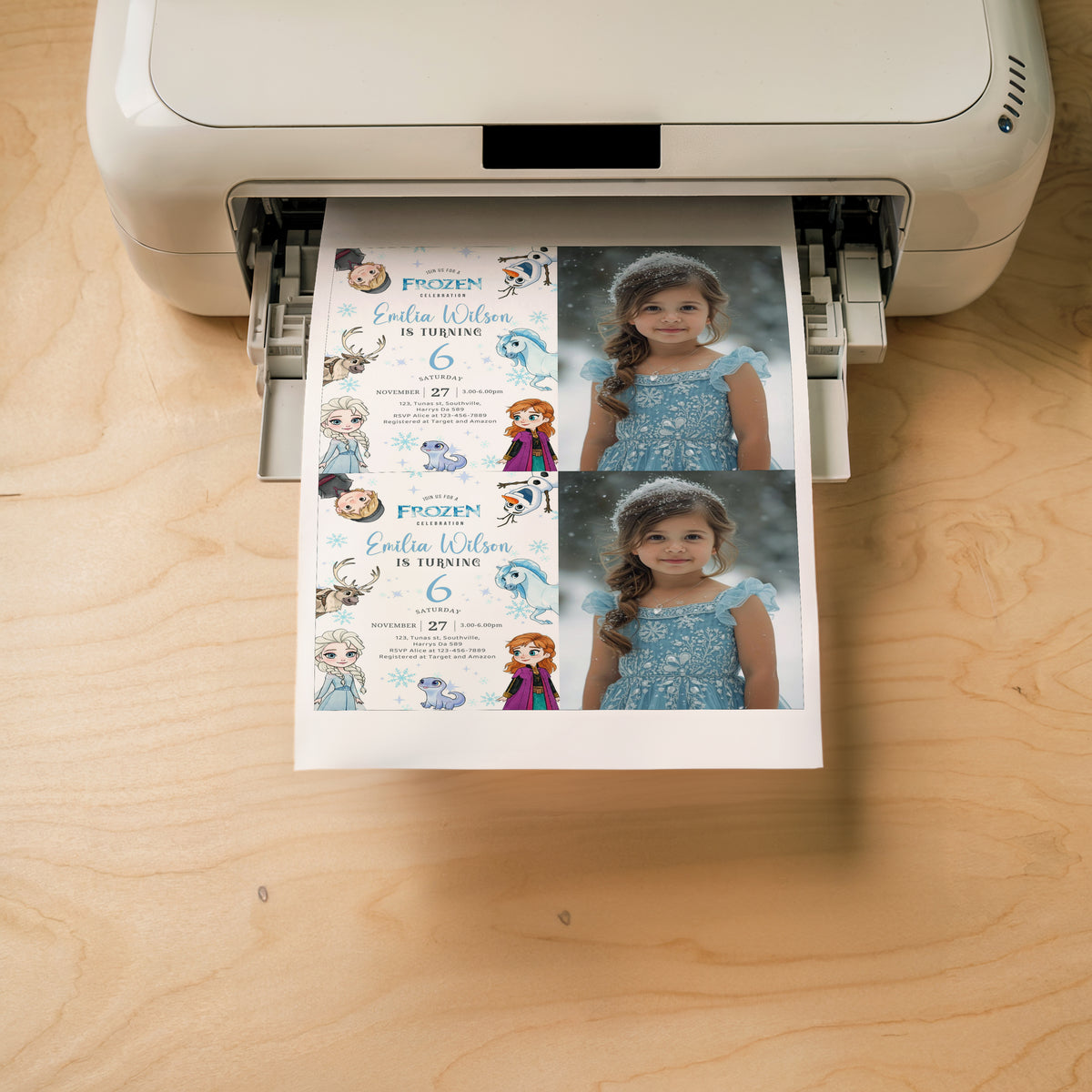 Frozen Photo Birthday Invitation Template, Printable Photo Invitation, Girl Birthday, Evite, Digital Invite 0663