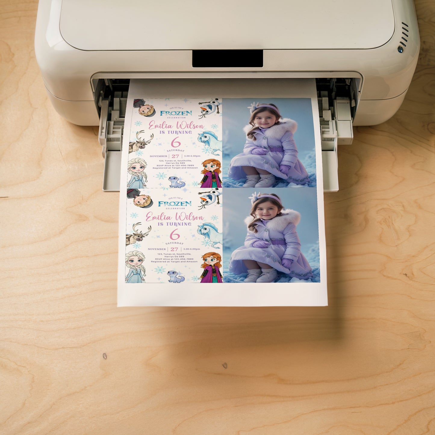 Frozen Photo Birthday Invitation Template, Printable Photo Invitation, Girl Birthday, Evite, Digital Invite 0660