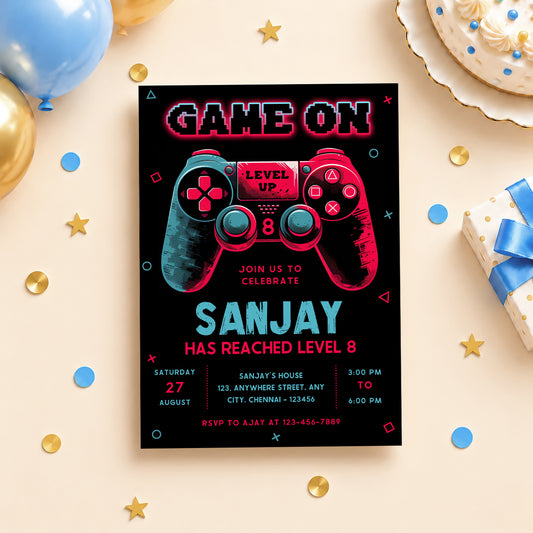 Video Game Birthday Invitation | Digital & Printed