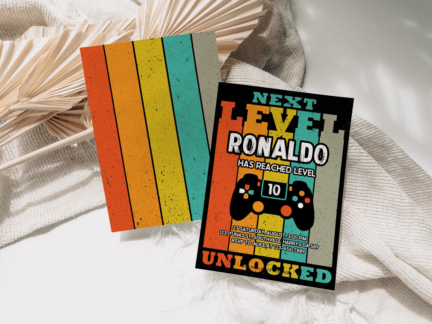 Editable Video Game Birthday Invitation, Video Game Invitation, Neon Game On Level Up Gaming Birthday Party Invites Instant Download 0385