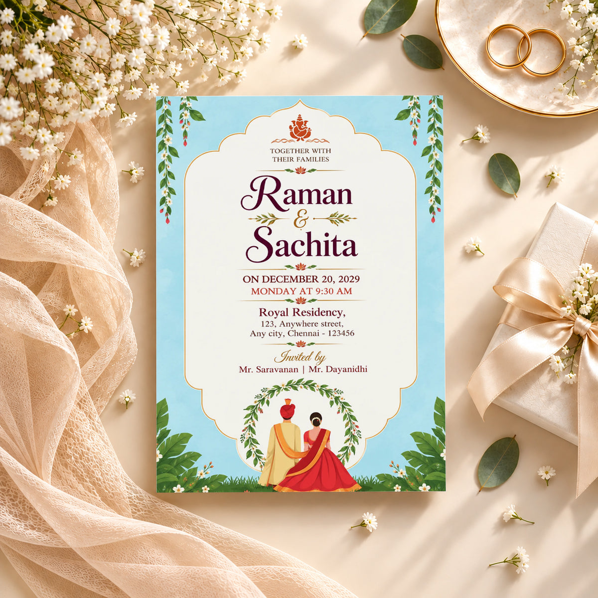 Graceful Traditional Wedding Invitation | Digital & Printed