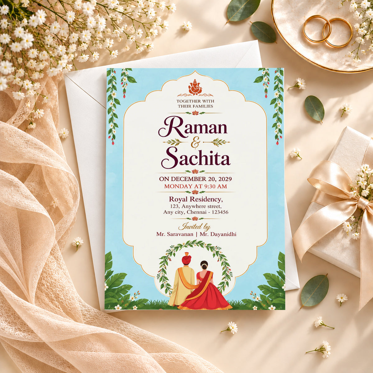 Graceful Traditional Wedding Invitation | Digital & Printed