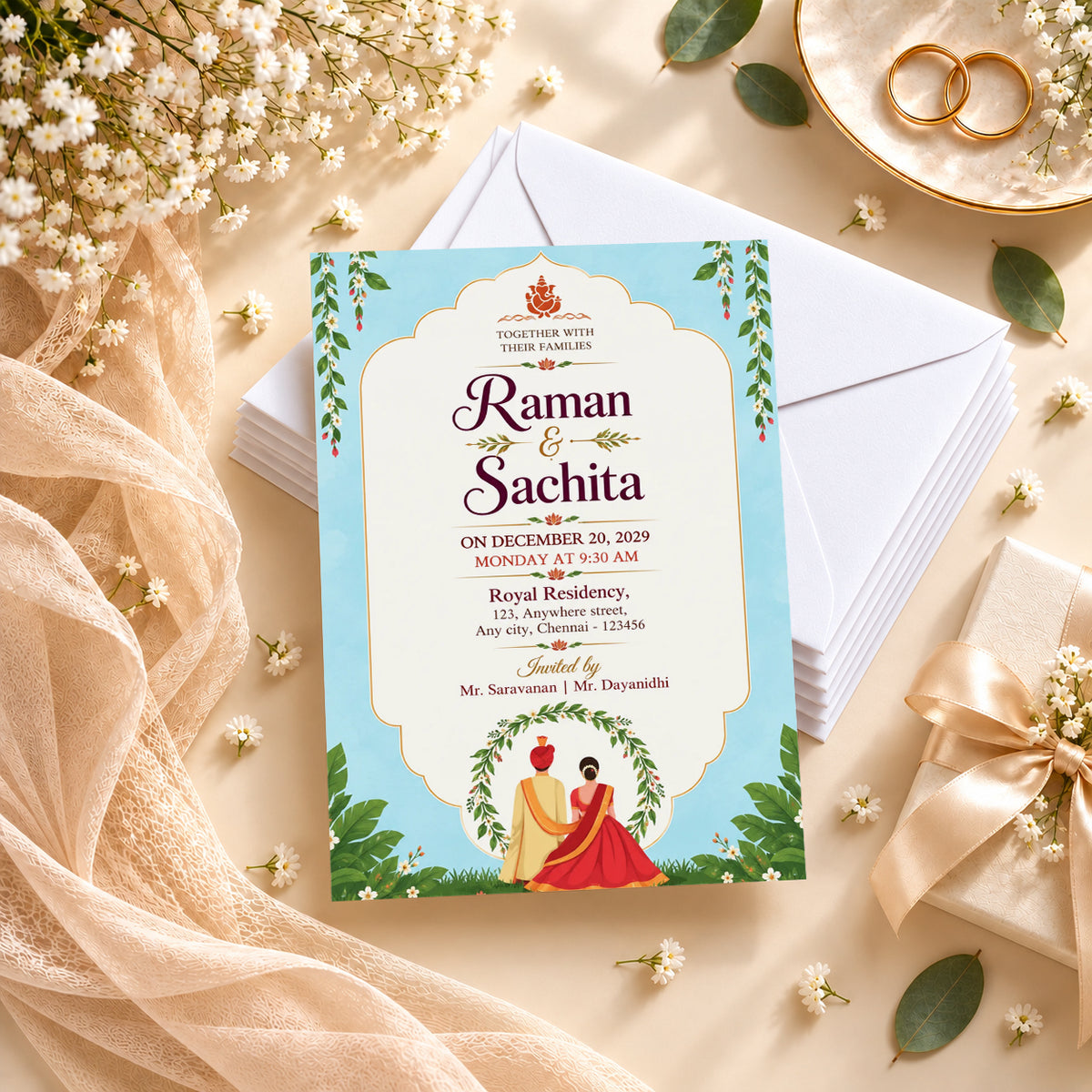 Graceful Traditional Wedding Invitation | Digital & Printed