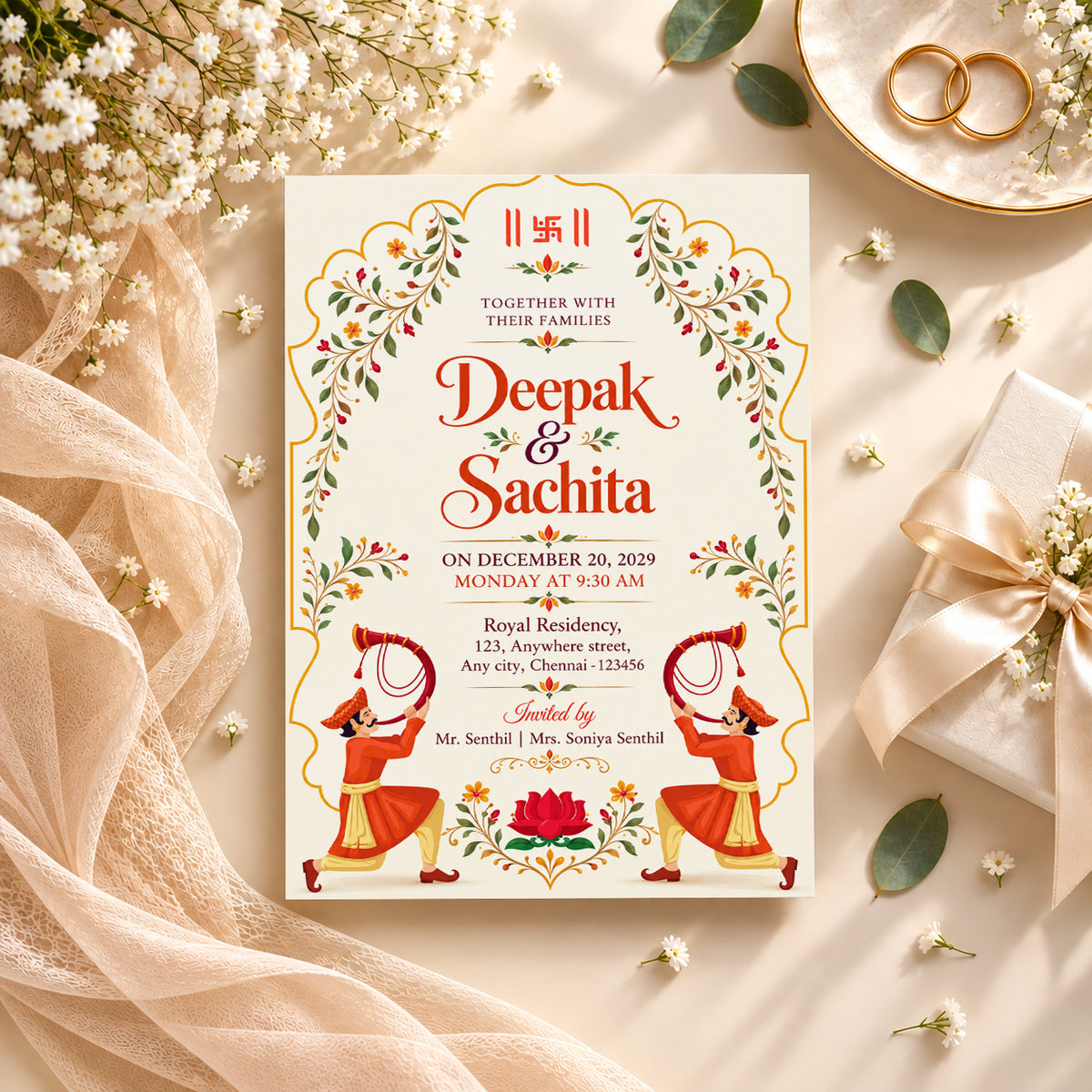 Grand Traditional Wedding Invitation | Digital & Printed