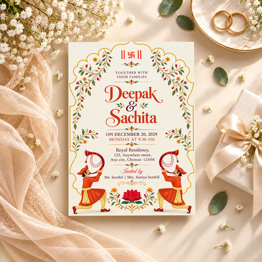 Grand Traditional Wedding Invitation | Digital & Printed
