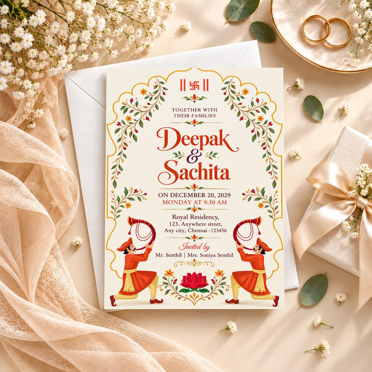 Grand Traditional Wedding Invitation | Digital & Printed