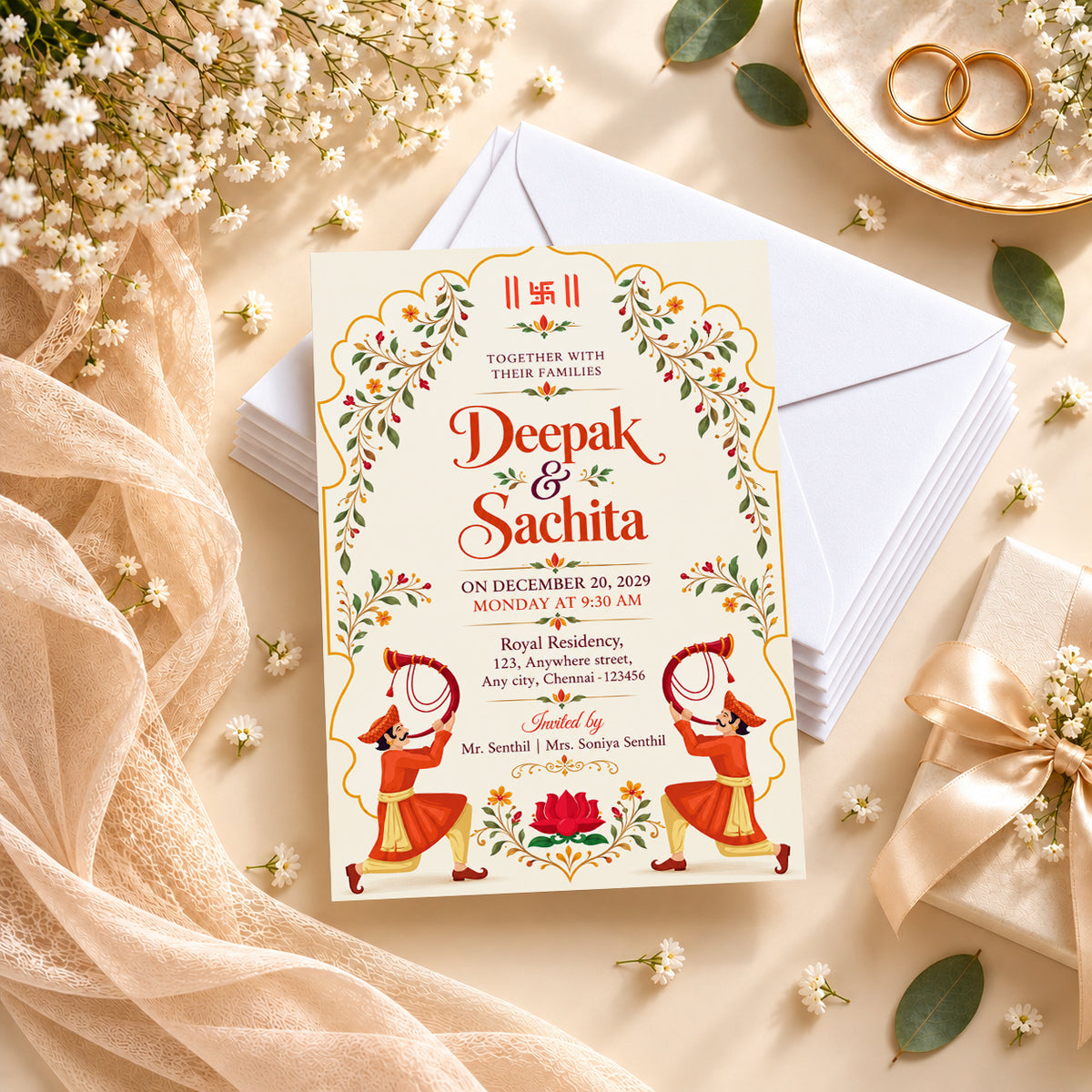 Grand Traditional Wedding Invitation | Digital & Printed