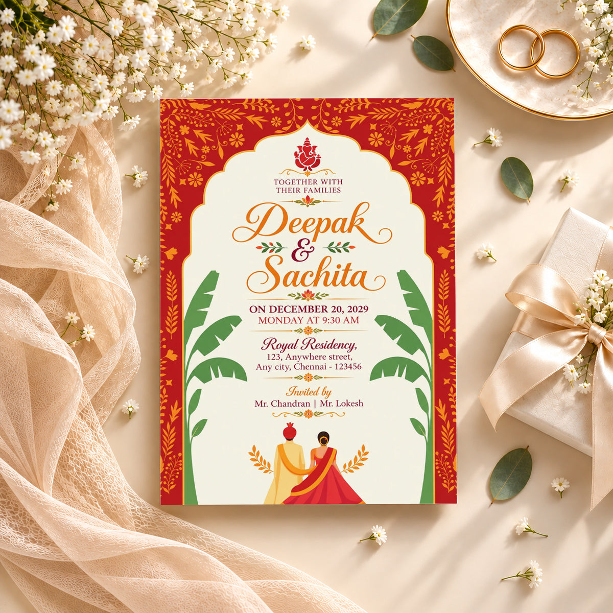 Hindu Traditional Wedding Invitation | Digital & Printed