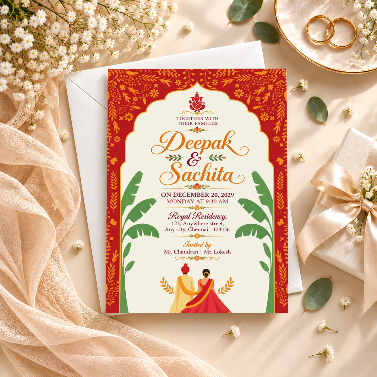 Hindu Traditional Wedding Invitation | Digital & Printed