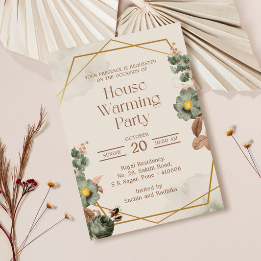 Elegant Green Palette House Warming Invitation Template, Printable Invitation, Evite, Digital Housewarming Invite, Edit yourself, Corjl – HW0012 (Copy)