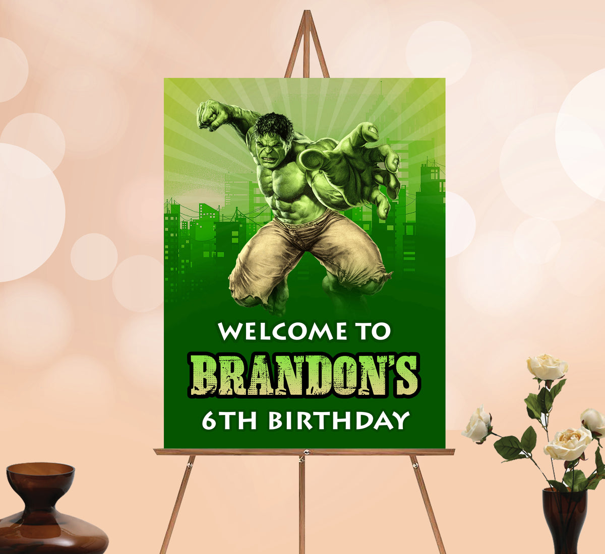 Hulk Welcome Sign, Printable Sign Board, Boy Birthday, Digital Download, Edit yourself, Corjl 0009