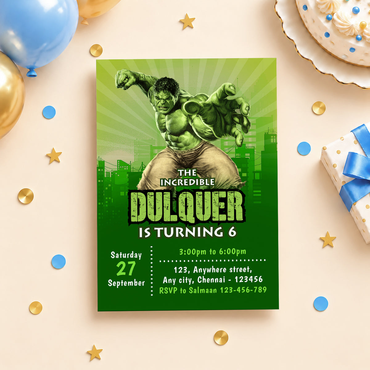 Hulk Birthday Invitation | Digital & Printed