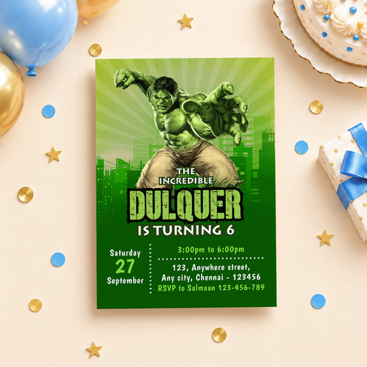 Hulk Birthday Invitation | Digital & Printed