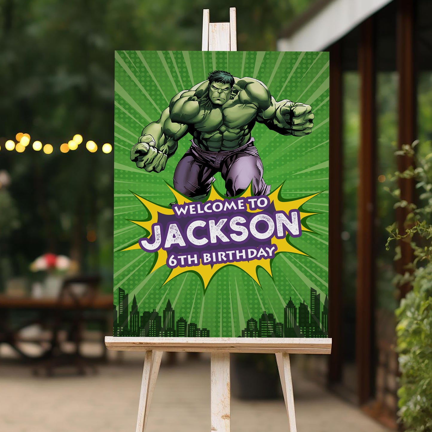 Hulk Welcome Sign, Printable Sign Board, Boy Birthday, Digital Download, Edit yourself, Corjl 0156