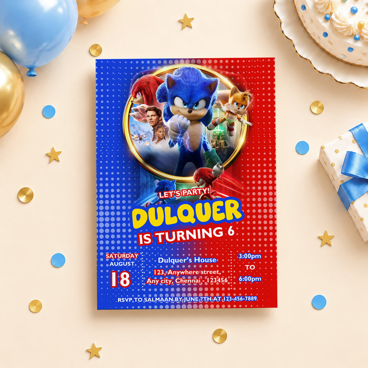 Sonic the Hedgehog Birthday Invitation | Digital & Printed