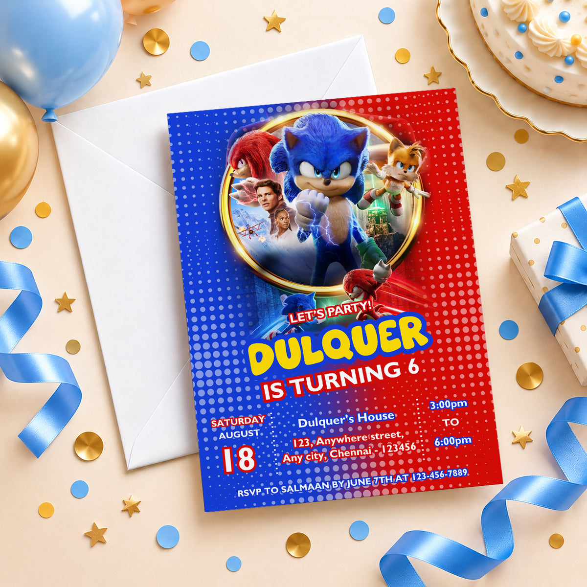 Sonic the Hedgehog Birthday Invitation | Digital & Printed