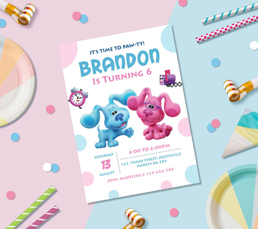 Blue Clues Birthday Invitation Template, Printable Invitation, Boy Birthday, Evite, Digital Invite,  0299