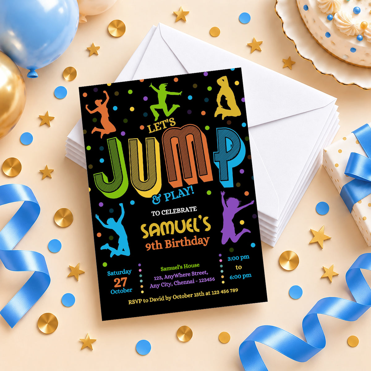 Jump Birthday Invitation | Digital & Printed
