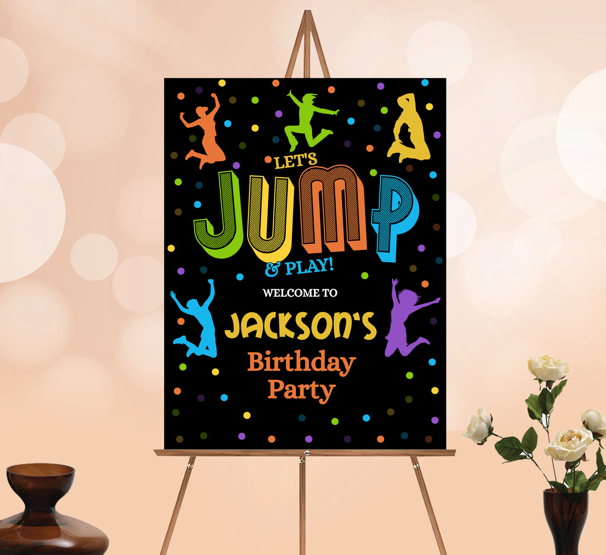 Jump Welcome Sign, Printable Sign Board, Boy Birthday, Digital Download, Edit yourself, Corjl 0170