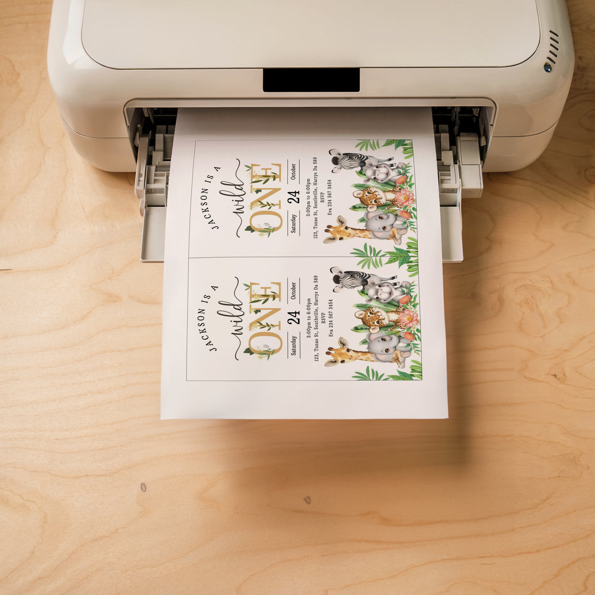 Wild One 1st Birthday Invitation, Wild One Birthday Invitation, Safari Wild One Party Invite, Boy Birthday, Jungle Animals Invitation 0535